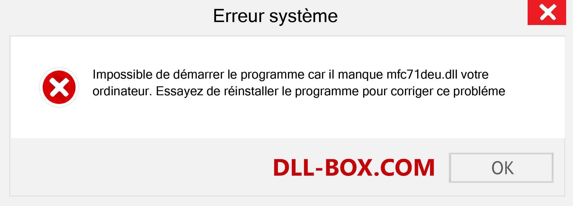 Le fichier mfc71deu.dll est manquant ?. Télécharger pour Windows 7, 8, 10 - Correction de l'erreur manquante mfc71deu dll sur Windows, photos, images